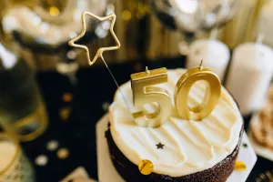 Cake with '50' candles on top