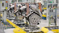 Diesel engine on a production line in a factory