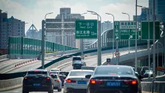 Cars from the rear on a Shanghai freeway