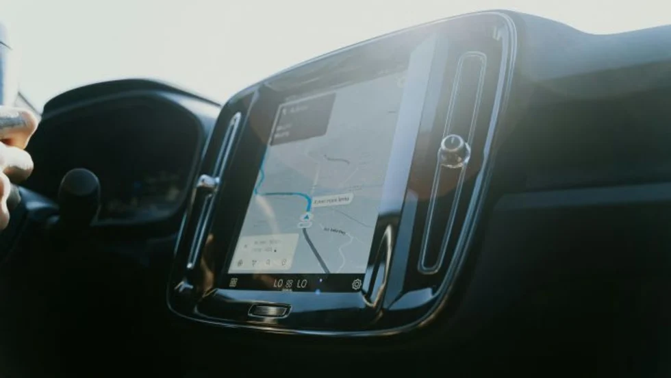 Photo of a touchscreen on a car's dashboard