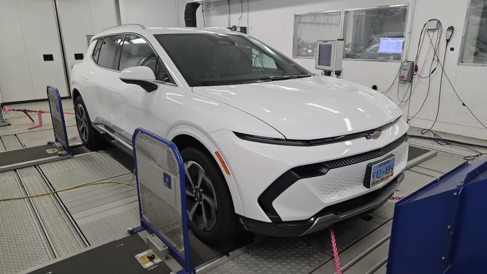 white Chevrolet Equinox being temperature tested