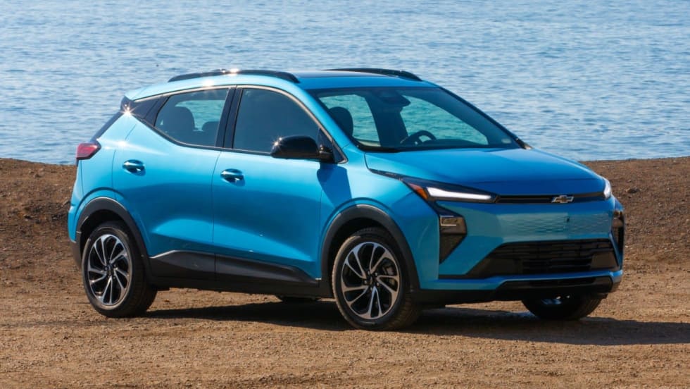 Photo of new Chevrolet Bolt parked on a beach