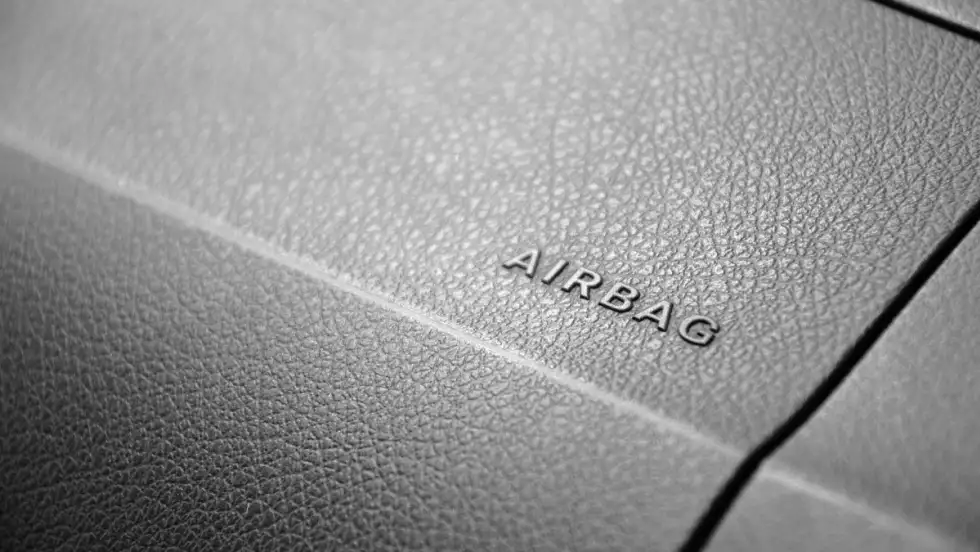 Airbag text on dashboard of car