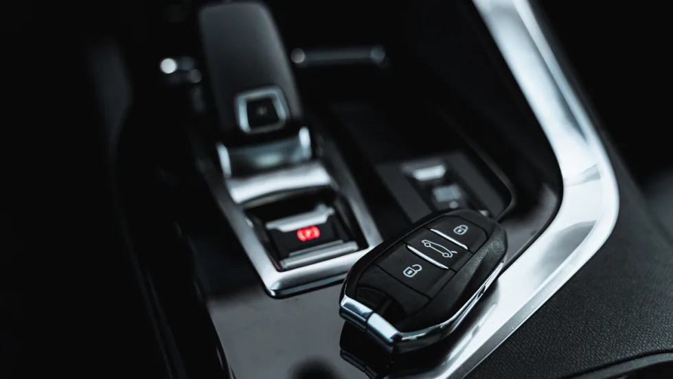 Car key fob on center console.
