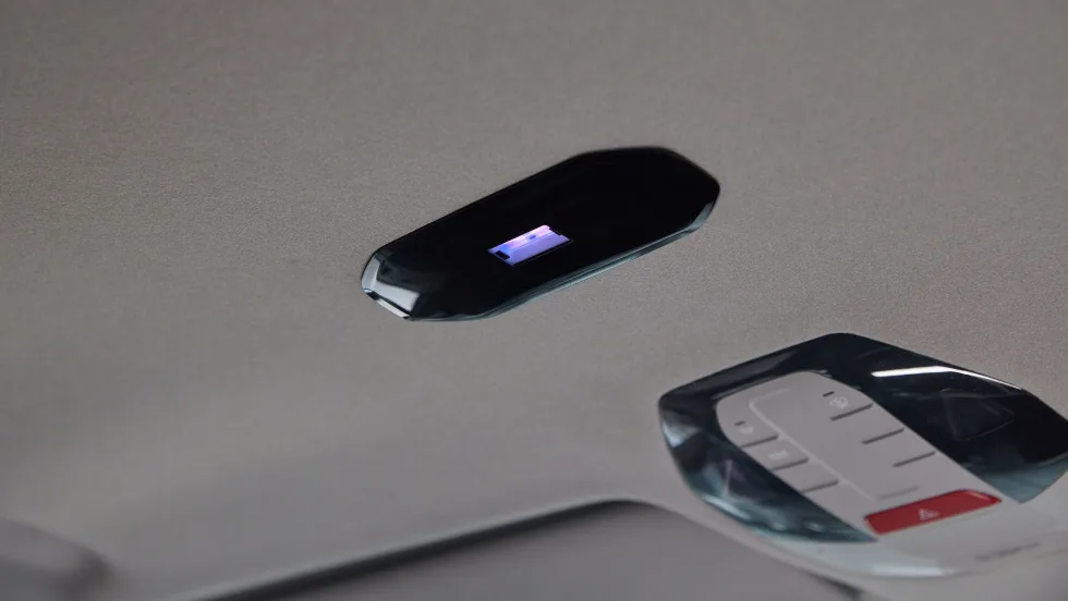 Console on roof of car.