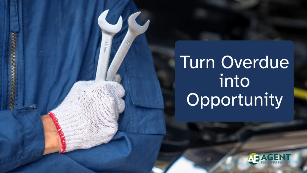 Gloved hand holding two wrenches next to “Turn Overdue into Opportunity” Graphic