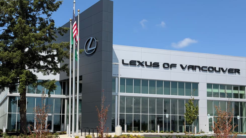 daytime, front of car dealership Lexus of Vancouver