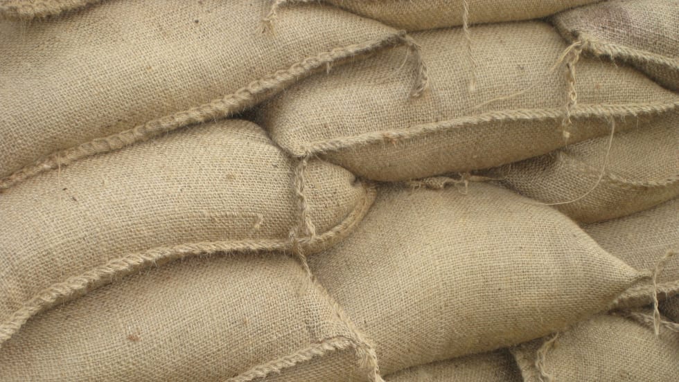 Photo of a stack of sandbags