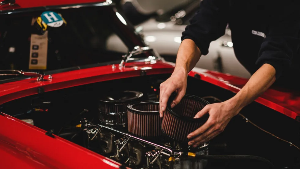 auto technician working on car