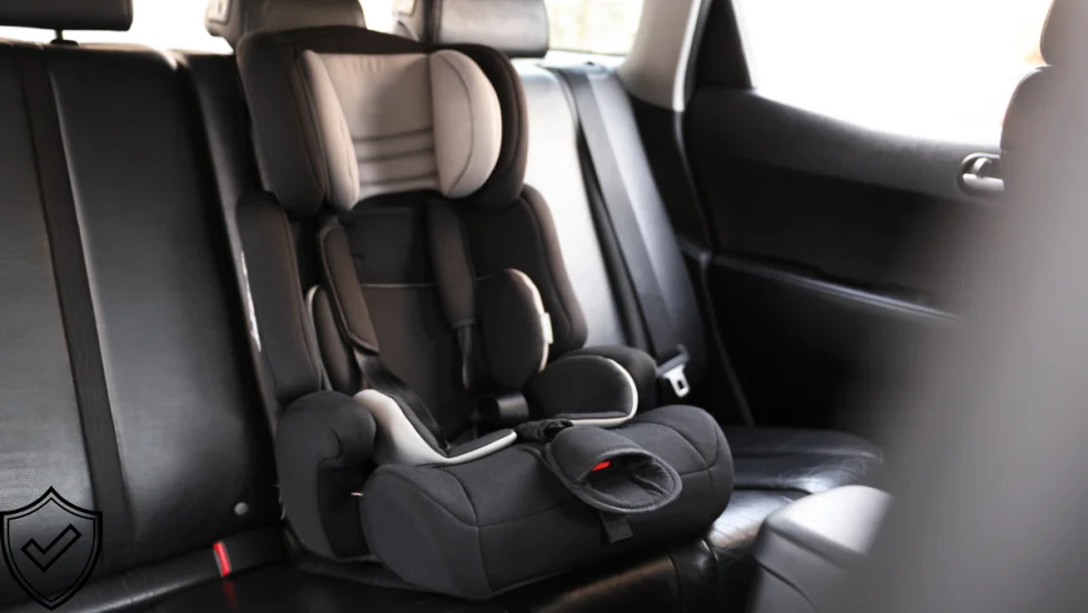 car seat in back seat of car