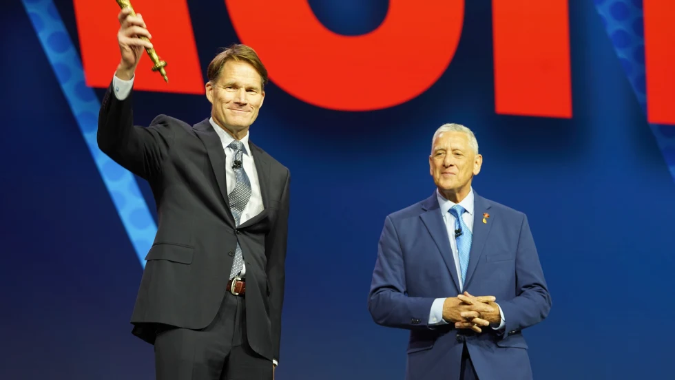 2026 NADA Chairman Rob Cochran and outgoing chairman Thomas Castriota