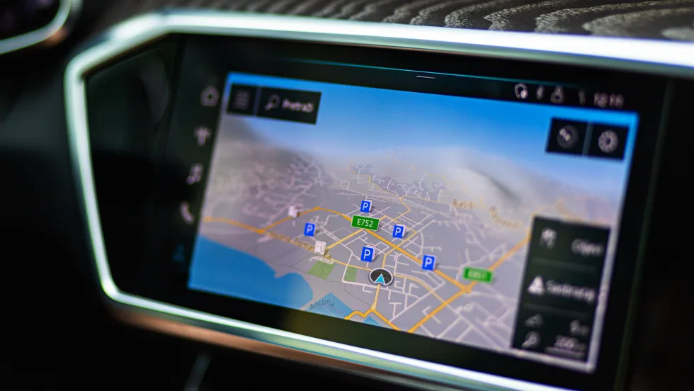 Closeup of car mapping screen