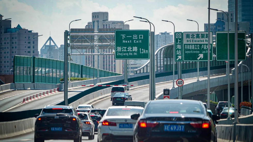 Cars from the rear on a Shanghai freeway