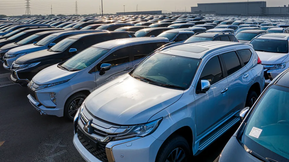 Rows of cars parked in exterior lot