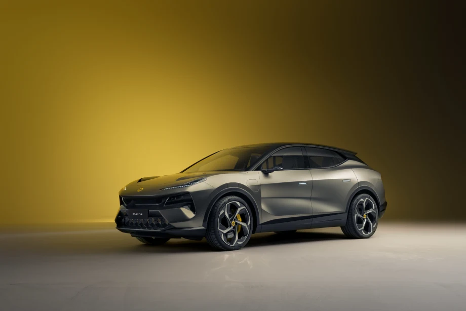 silver SUV, gray floor, yellow wall