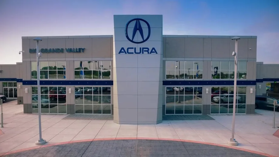 front of car dealership Acura of Rio Grande