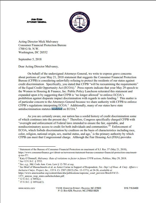 AG Coalition: CFPB Has 'No Authority to Overrule' High Court’s ECOA Interpretation