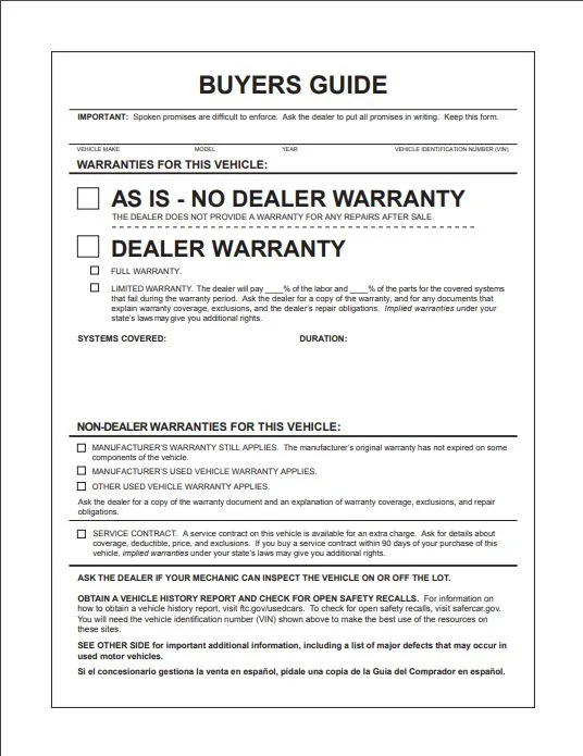 FTC, 12 Partner Agencies Conduct Used Car Rule Compliance Sweep