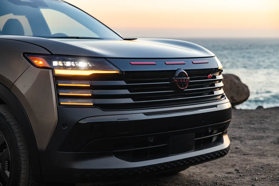 The front end of a Nissan SUV.
