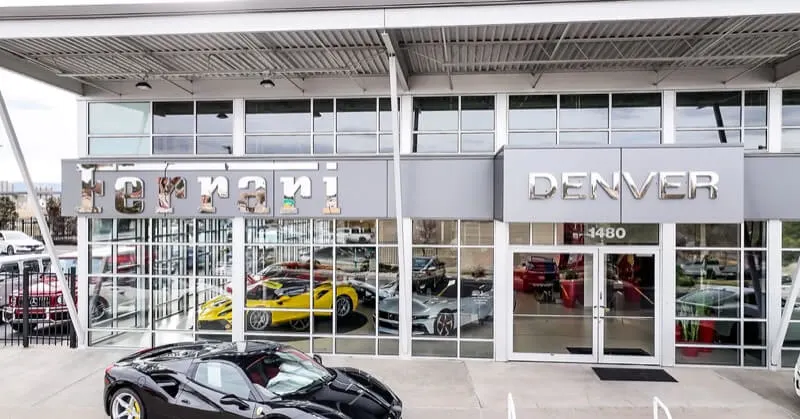 The outside of a Ferrari dealership
