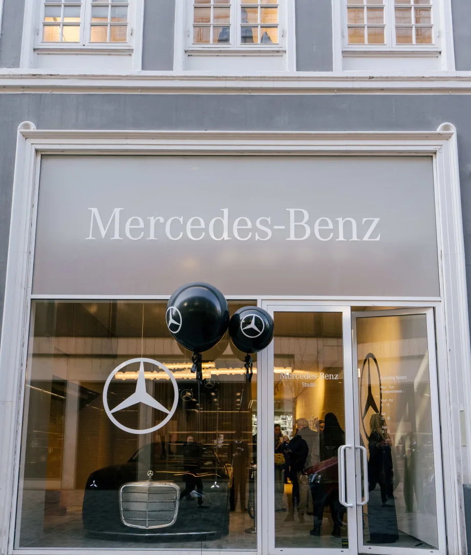 Photo of the front of a Mercedes studio location