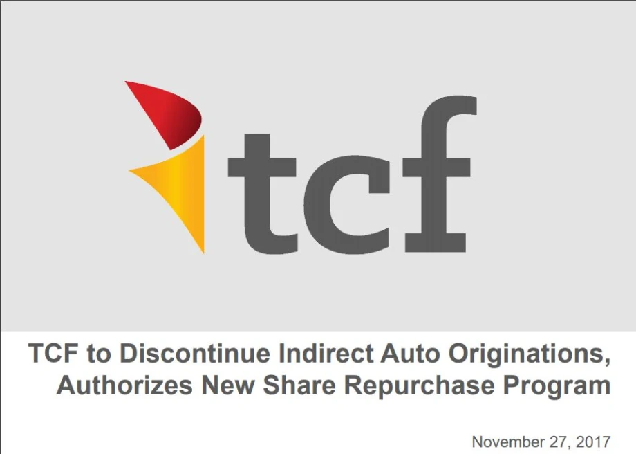 TCF Exits Indirect Auto Finance Business