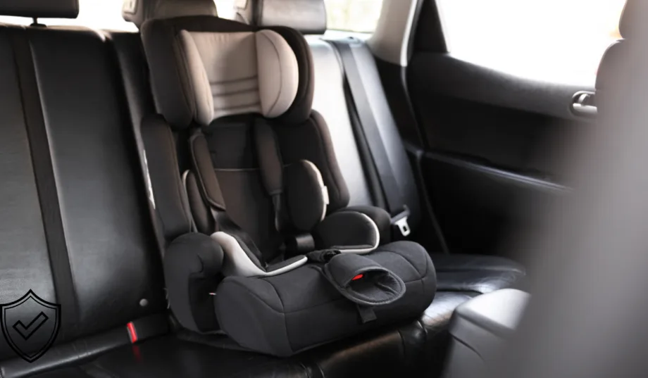 car seat in back seat of car
