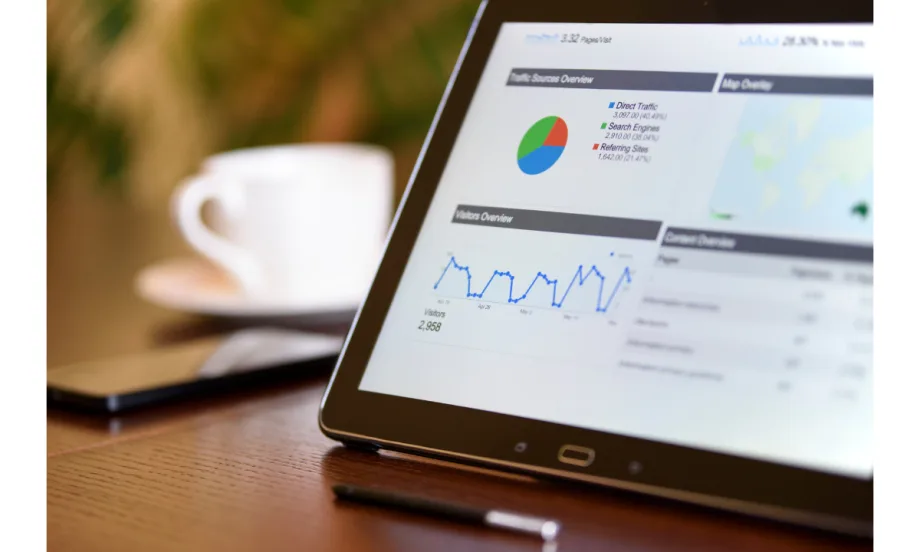 tablet with analytics on screen