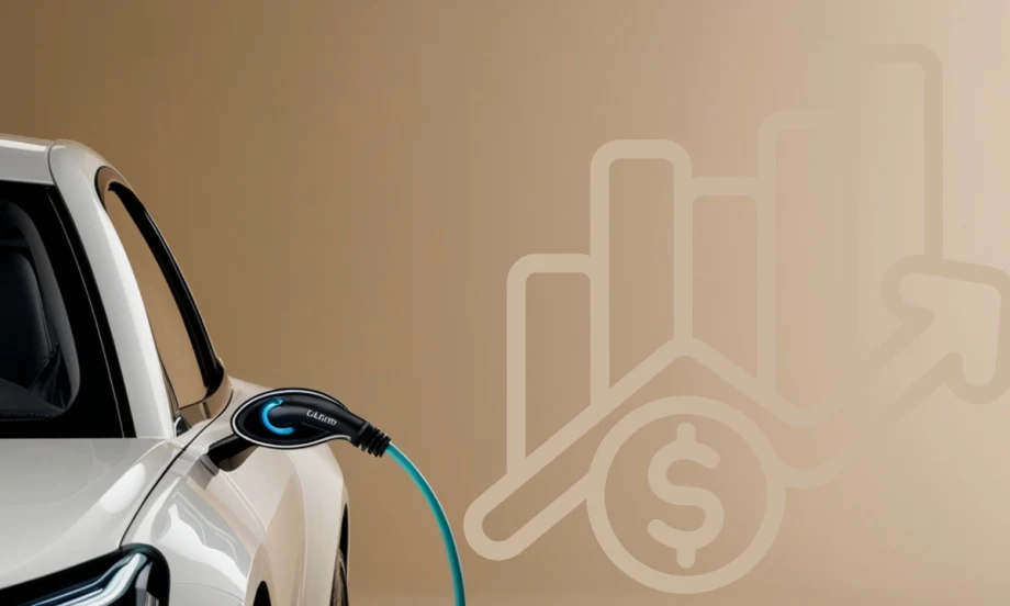 electric vehicle charging on tan background
