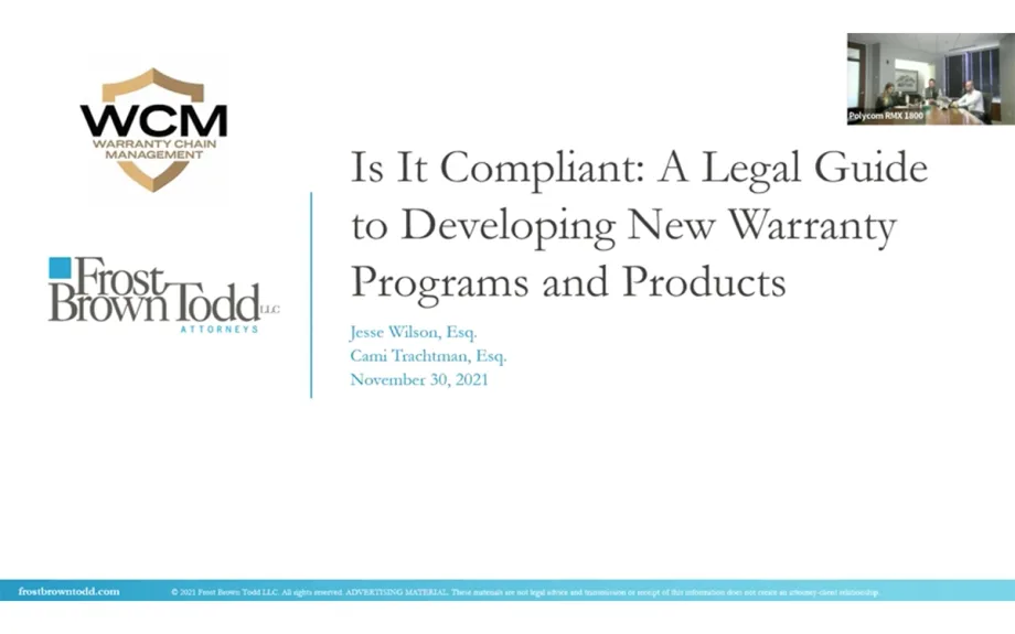 Is It Compliant: A Legal Guide to Developing New Warranty Programs and Products