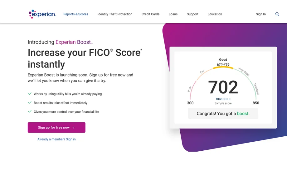 Experian Offers Instant Credit Score Improvement