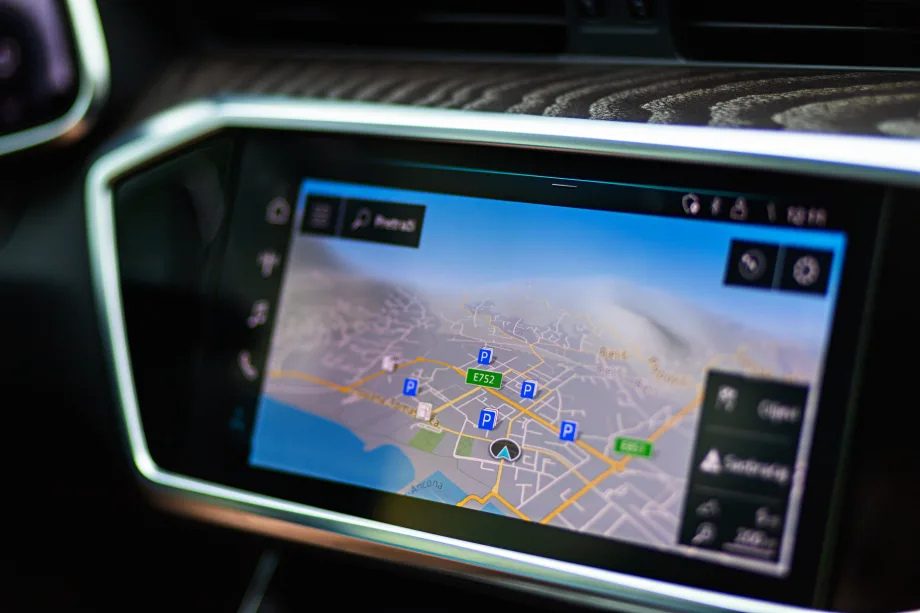 Closeup of car mapping screen