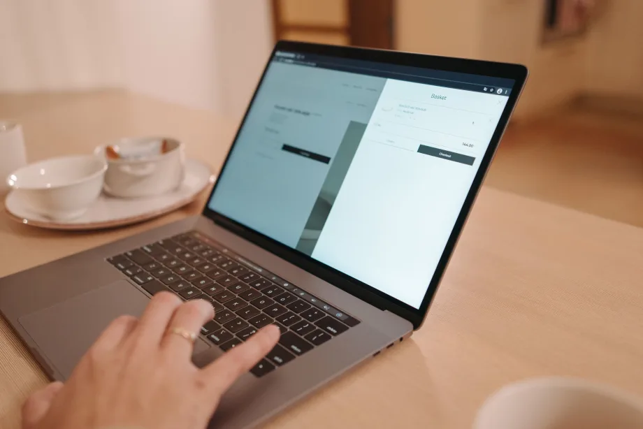 Person looking at website on laptop computer