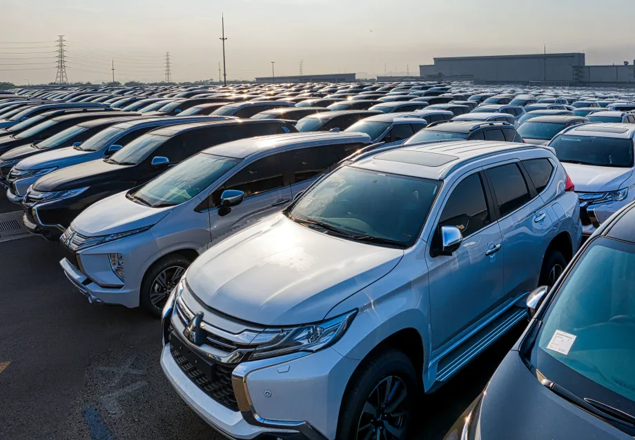 Rows of cars parked in exterior lot